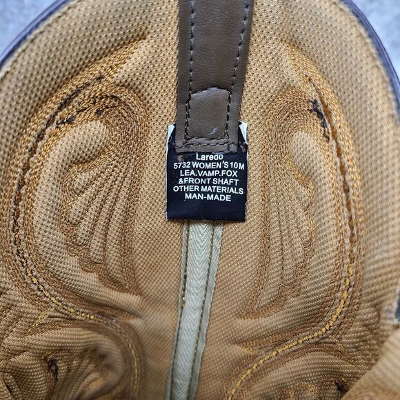 Laredo Lea Vamp Fox 5732 Embroidered Leather Western Boots sz 10 - Picture 7 of 10